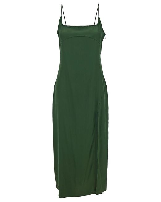Jacquemus Green 'La Robe Notte' Midi Dress With Logo Detail And Split