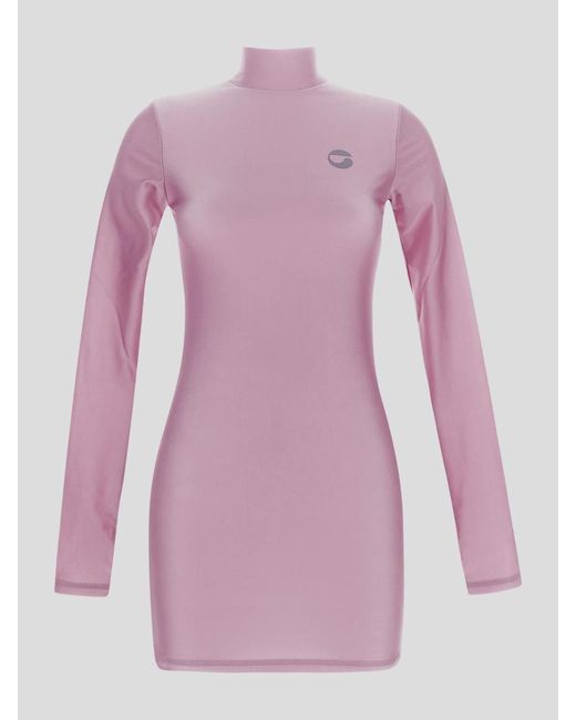 Coperni Pink High Neck Fitted Mini Dress