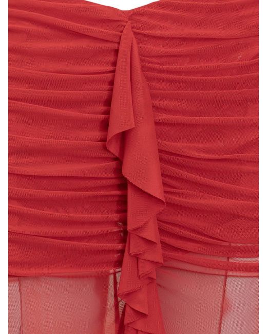 De La Vali Red Tiramisu Skirt