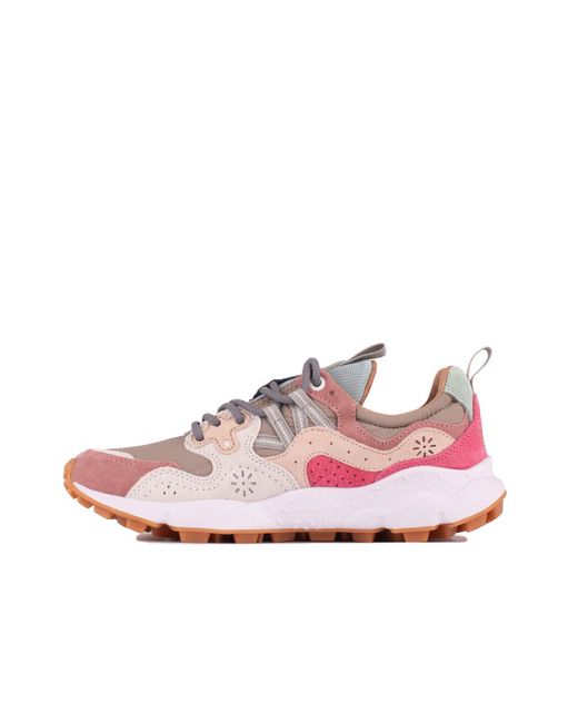 Flower Mountain Pink Yamano 3 Powder Suede And Nylon Sneakers
