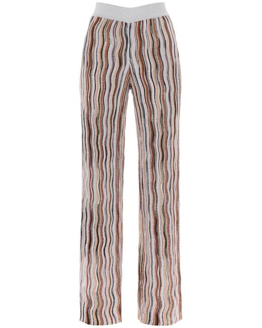 Missoni Multicolor Sequined Knit Pants With Wavy Motif