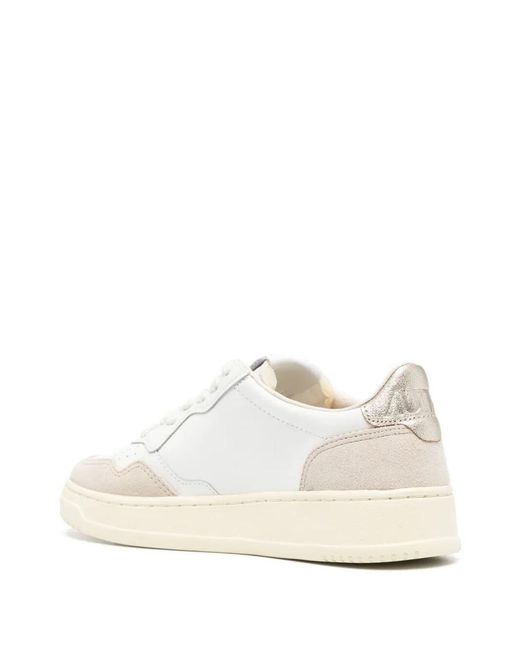 Autry White "Medalist Low" Suede Sneakers Shoes