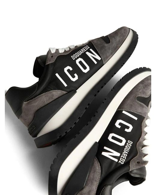 DSquared² Black Running Icon-print Sneakers for men