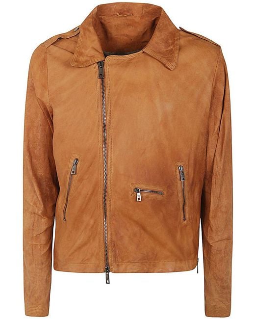 Giorgio Brato Brown Biker Jacket for men