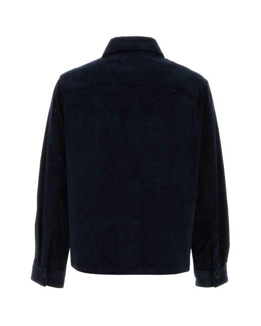 A.P.C. Blue Dark Corduroy Leon Shirt for men