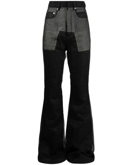 Rick Owens Black Bolan Flared High-Waisted Jeans