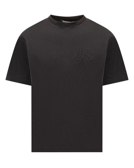 Palm Angels Black Monogram T-shirt for men