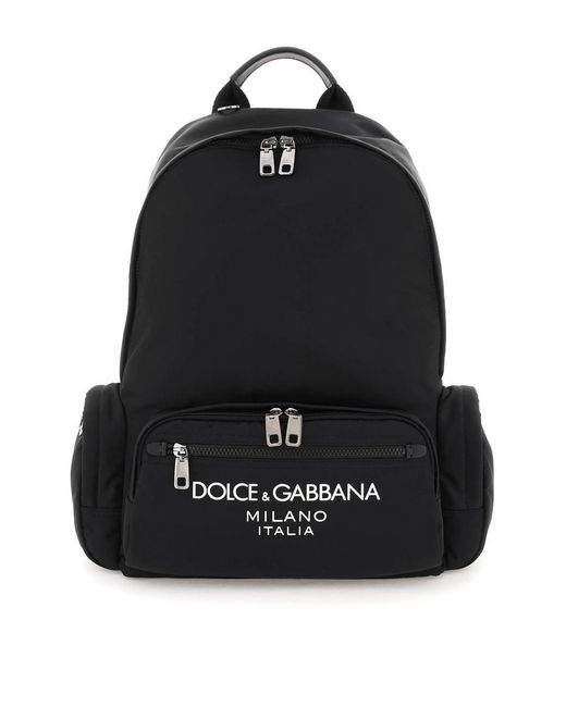 Dolce & Gabbana Black Nylon Backpack With Logo for men