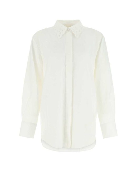 Chloé White Ivory Linen Oversize Shirt