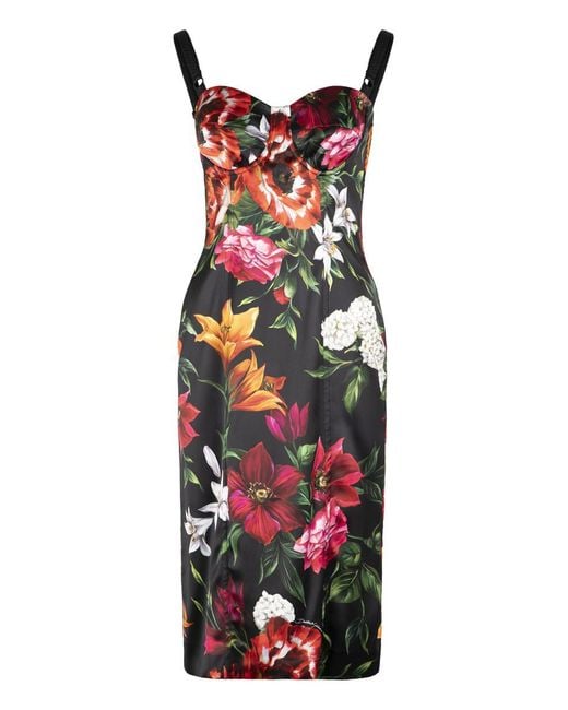 Dolce & Gabbana Red Printed Satin Dress