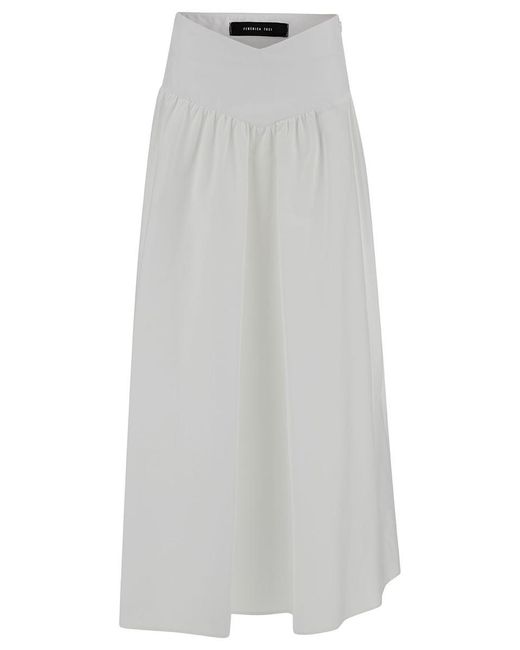 FEDERICA TOSI Gray Long White Pleated Skirt In Stretch Cotton Woman