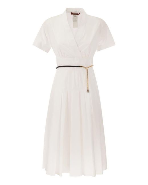Max Mara Studio White Alatri - Crossed Poplin Dress