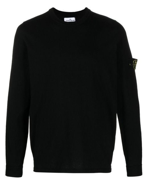 Stone Island Black Logo Sweater for men
