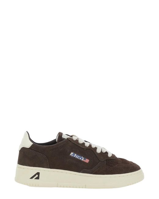 Autry Brown 'Medalist' Low Top Sneakers With Logo Detail