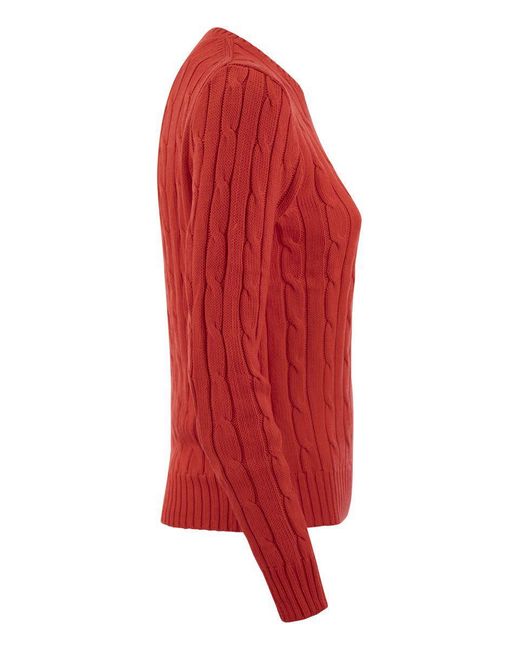 Polo Ralph Lauren Red Slim-fit Cable Knit