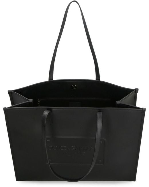 Dolce & Gabbana Black Smooth Leather Tote Bag for men