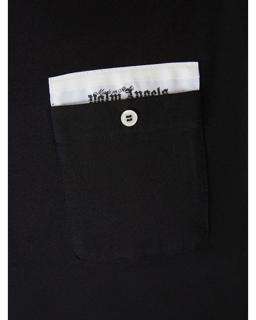 Palm Angels Black Cotton Pocket T-shirt for men