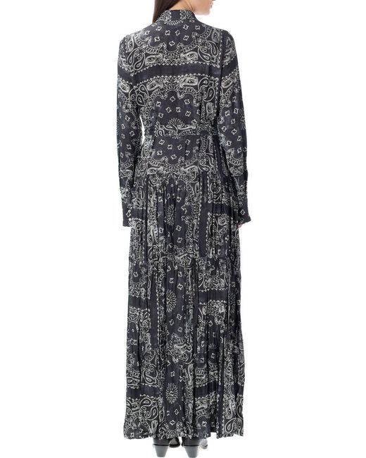 Golden Goose Deluxe Brand Gray Shirt Long Dress With Paisley Print
