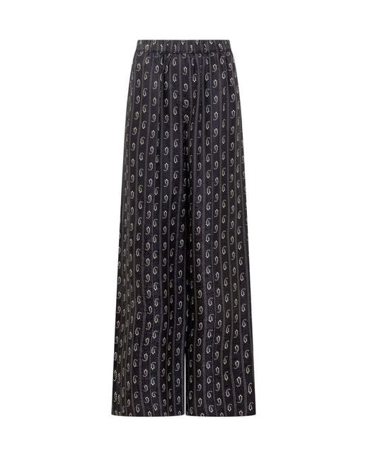 Tory Burch Blue Palace Pants With Monogram