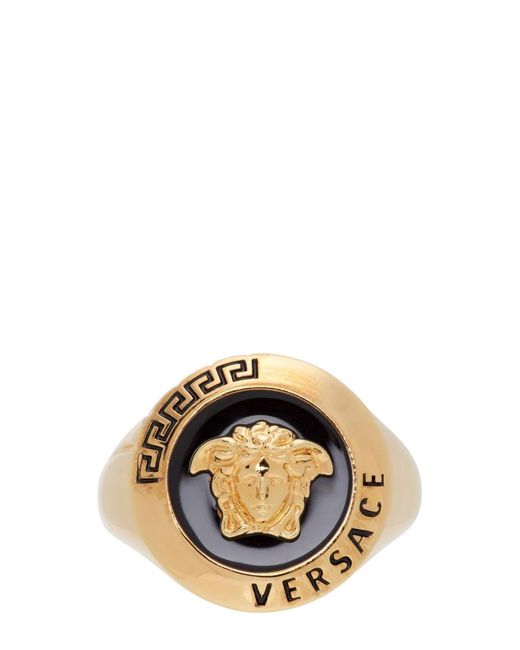 Versace Gold Medusa Plaque Signet Ring in Metallic for Men Mens Jewellery Rings 