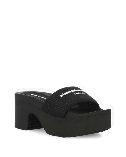 Alexander Wang Black Slide Platform Sandal With Logo