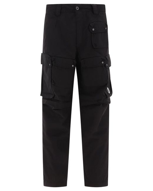 C P Company Black "Rip-Stop" Cargo Trousers for men
