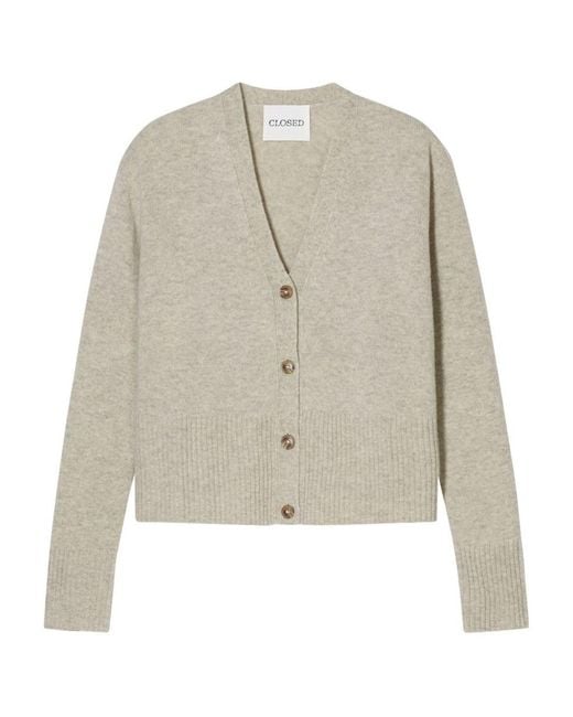 Closed White Wool V-Necked Cardigan