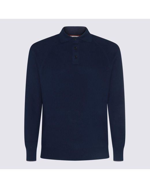 Brunello Cucinelli Blue Cotton Polo Shirt for men