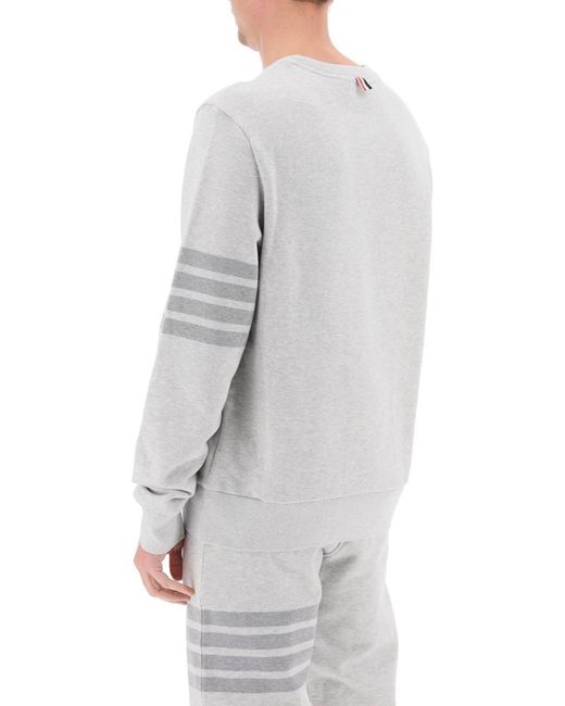Thom Browne White Cotton 4 Bar Sweatshirt for men