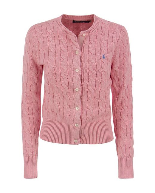 Polo Ralph Lauren Pink Cotton Cable-Knit Cardigan