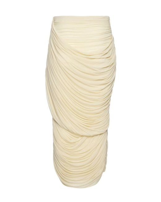Magda Butrym Natural Draped Midi Skirt