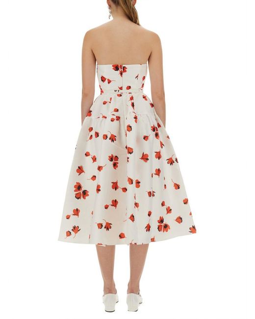 Self-Portrait White Midi Dress With Floral Print