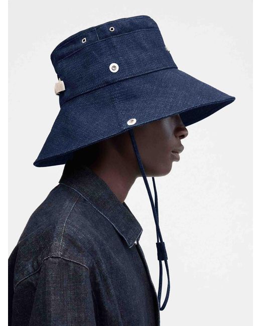 Jacquemus Blue Denim Fisherman Hat for men
