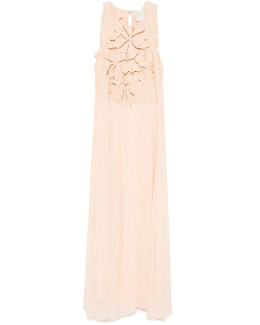 Forte Forte White "En Fleur" Embroidery Popline And Georgette Dress