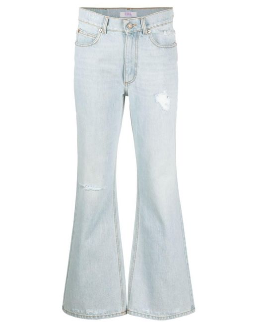 ERL Blue Distressed-denim Bootcut Jeans