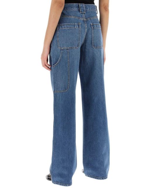 Tory Burch Blue High-Waisted Cargo Style Jeans In