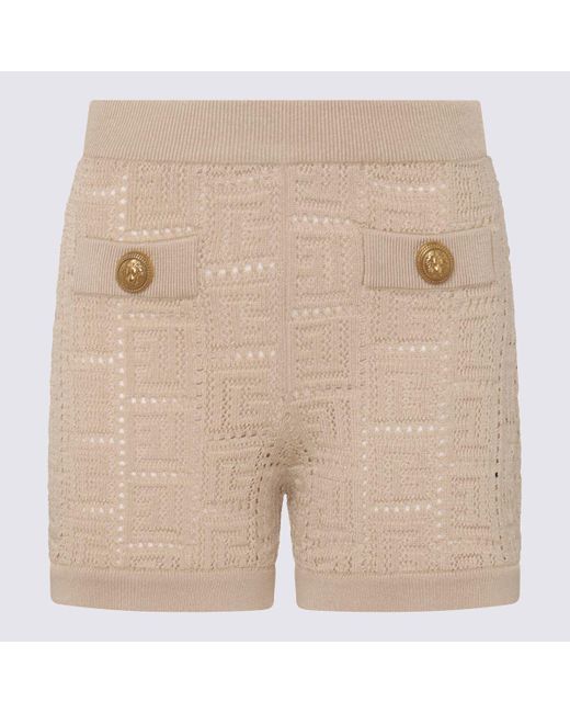 Balmain Natural Viscose Knitted Shorts