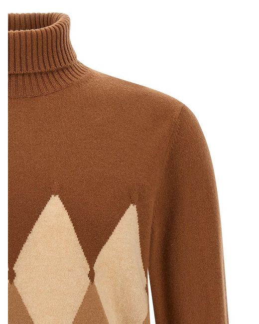 Ballantyne Brown Argyle Turtleneck for men