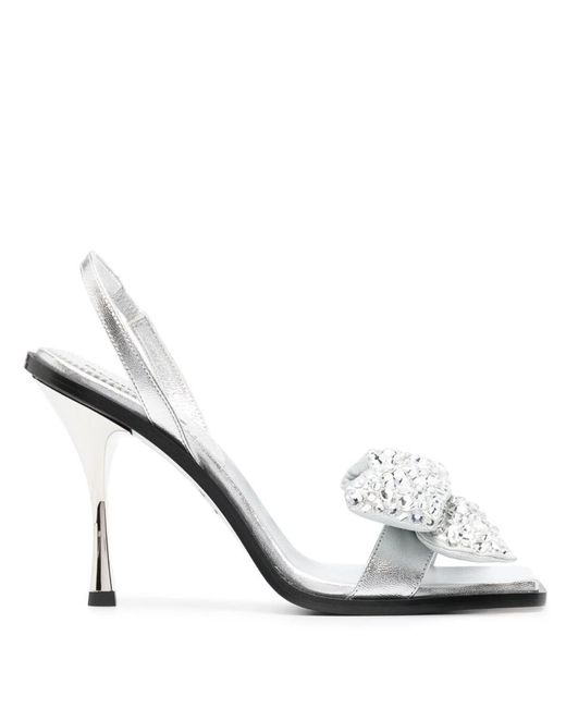 DSquared² White Bow-detail Sqaure-toe Sandals