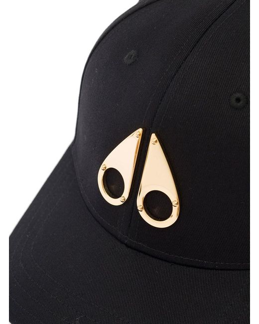 Moose Knuckles Blue Black Baseball Cap With Logo Detail In Cotton Man for men
