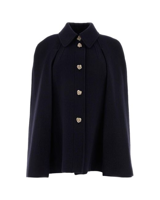 Chloé Blue Cape-effect Wool Coat