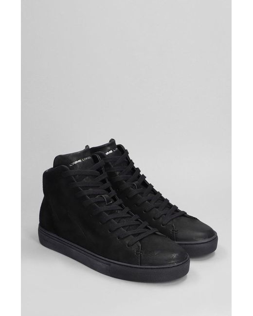 Crime London Black High Top Minimal Sneakers for men