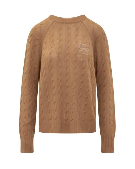 Etro Brown Sweater With Pegasus