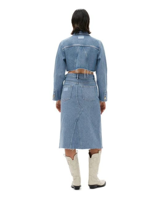 Ganni Blue Light Denim Midi Skirt