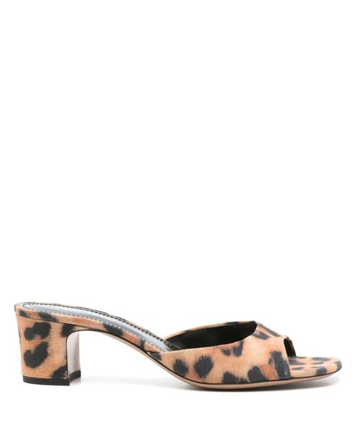Paris Texas Brown Open-Toe Calfskin Sandals With Vibrant Leopard Print