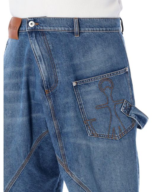 J.W. Anderson Blue Twisted Workwear Denim Shorts for men