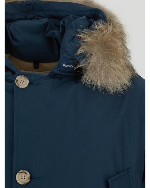 Woolrich Blue Artic Detachable Fur Parka Jacket for men