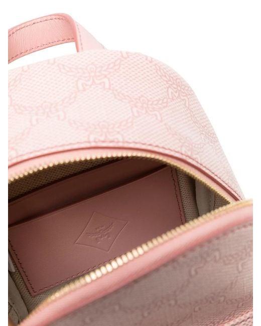 MCM Pink Small Stark Lauretos Monogram Backpack