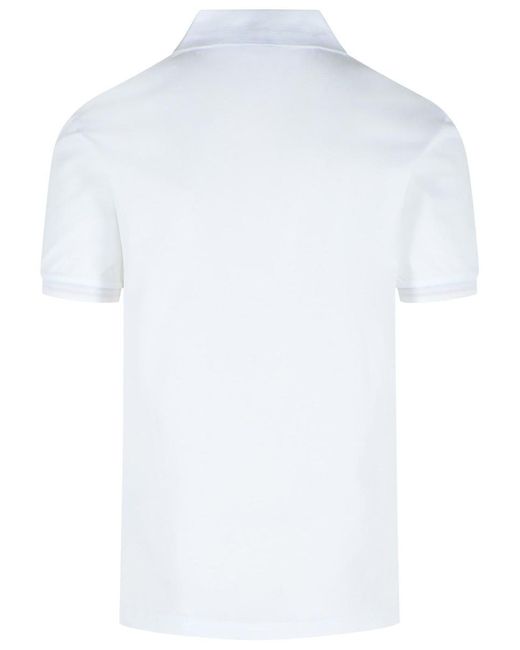 Thom Browne White Cotton Polo Shirt With Tricolor Detailing for men