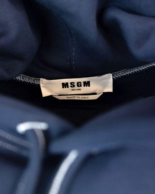 MSGM Blue Sweatshirt With Cursive Logo for men
